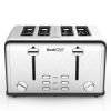 Toaster 4 Slice; Geek Chef Stainless Steel Extra-Wide Slot Toaster with Dual Control Panels of Bagel/Defrost/Cancel Function; 6 Toasting Bread Shade S