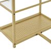 TREXM 3-piece Modern Pub Set with Faux Marble Countertop and Bar Stools; White/Gold
