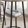 Round bar stool set with shelf, upholstered stool with backrest Grey, 23.62'' W x 23.62'' D x 35.43'' H.