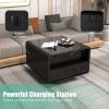 Modern Smart Side Table with Built-in Fridge, Wireless Charging, Temperature Control, Power Socket, USB Interface, Outlet Protection, Induction Light,