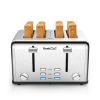 Toaster 4 Slice; Geek Chef Stainless Steel Extra-Wide Slot Toaster with Dual Control Panels of Bagel/Defrost/Cancel Function; 6 Toasting Bread Shade S