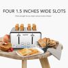 Toaster 4 Slice; Geek Chef Stainless Steel Extra-Wide Slot Toaster with Dual Control Panels of Bagel/Defrost/Cancel Function; 6 Toasting Bread Shade S
