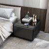 Modern Smart Side Table with Built-in Fridge, Wireless Charging, Temperature Control, Power Socket, USB Interface, Outlet Protection, Induction Light,