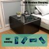 Modern Smart Side Table with Built-in Fridge, Wireless Charging, Temperature Control, Power Socket, USB Interface, Outlet Protection, Induction Light,