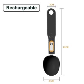 LCD Digital Kitchen Scale Electronic Cooking Food Weight Measuring Spoon 500g 0.1g Scale Mini Kitchen Tool Milk Coffee Tea Flour (Ships From: China, Color: Rechargeable Black)