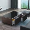 Modern Smart Coffee Table with Built-in Fridge, Bluetooth Speaker, Wireless Charging Module, Touch Control Panel, Power Socket, USB Interface, Outlet