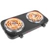 2000W Electric Double Burner Portable Coil Heating Hot Plate Stove Countertop RV Hotplate with Non Slip Rubber Feet 5 Temperature Adjustments